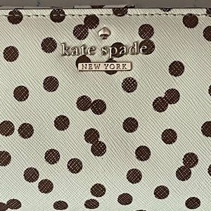 Kate Spade White and Brown Polka Dot Wallet